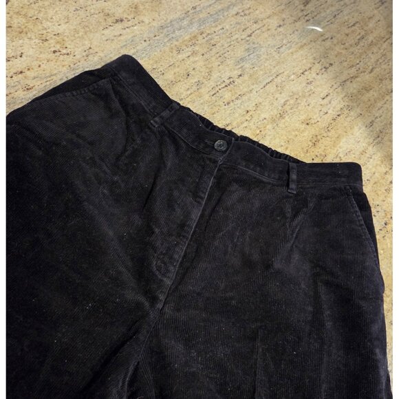 LL Bean Corduroy Pants Womens 16 Black 32x29 Original Fit Elastic Waist - Picture 8 of 14